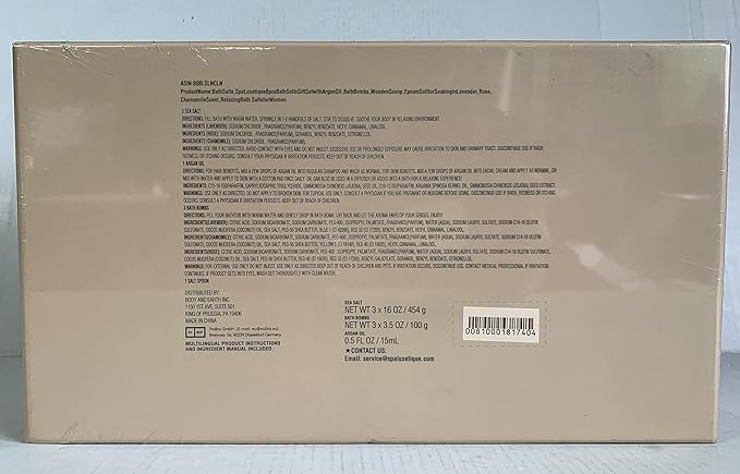 spa luxetique Bath Salts, 8pcs Bath Salts Gift Set with Argan Oil, Bath Bombs, Wooden Scoop, Epsom Salt for Soaking in Lavender, Rose, Chamomile Scent, Mother's Day Gifts