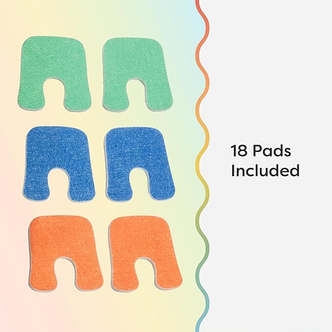 ZenToes Callus Pads | U-Shaped Design Moleskin Blister Pads | Self-Stick Adhesive Felt All Day Comfort Cushions for Calluses and Corns | Reduce Pressure and Friction | 18 Count (Blue/Green/Orange)
