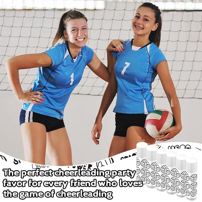 24 Pcs Lip Balm Team Gifts Party Favors - Volleyball Lip Balm Gift for Team Party Guest Supplies (White)