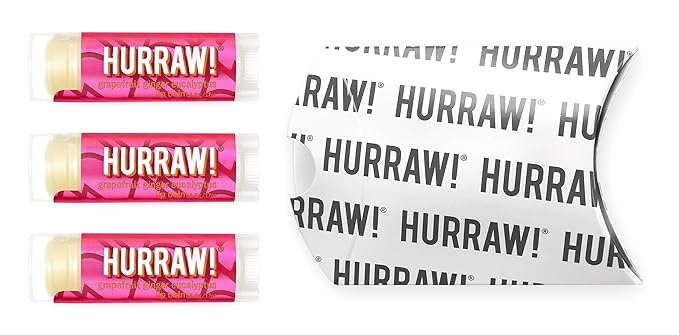 Hurraw! Grapefruit, Ginger, Eucalyptus (Kapha) Lip Balm, 3 Pack: Organic, Certified Vegan, Cruelty and Gluten Free. Non-GMO, 100% Natural Ingredients. Bee, Shea, Soy and Palm Free. Made in USA