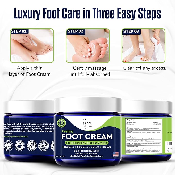 Tea Tree Oil Foot Cream - Moisturizing Athletes Foot Care For Dry Cracked Feet Cream - Heel & Callus Removal, Toenail Treatment, Itchiness Relief - Made in USA Foot Cream, 2 Ounce Pack of 2
