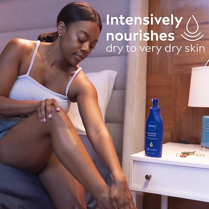 NIVEA Essentially Enriched Body Lotion for Dry Skin, Skin Care Gifts for Mom, 16.9 Fl Oz Pump Bottle, Pack of 2