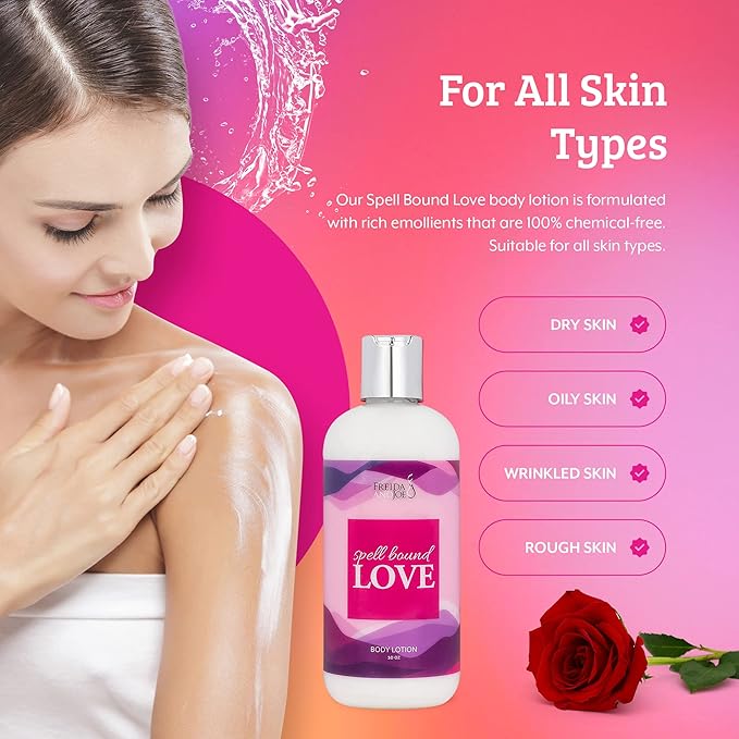 Home Spa Gift 10oz Deep Moisturizing Fragrance Body Lotion & 8 oz. Fine Fragrance Body Mist Set Luxury Self-Care Combo for Women and Girls (Spell Bound Love) Mother’s Day Gift for Mom