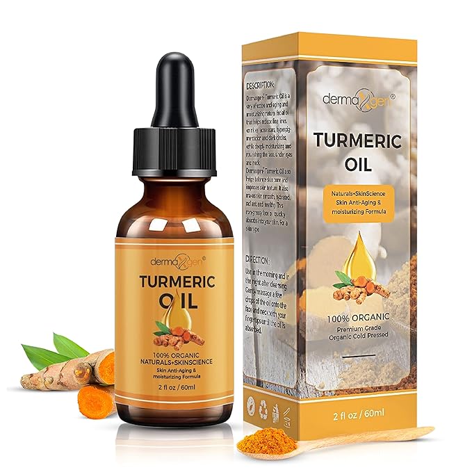 Turmeric Oil with Facial Cleanser Bundle – Organic Moisturizer for Acne, Dark Spots, Anti-Aging, & Hydration + Exfoliating Cleanser for Acne Scars & Skin Discoloration (2 FL OZ + 5 OZ)