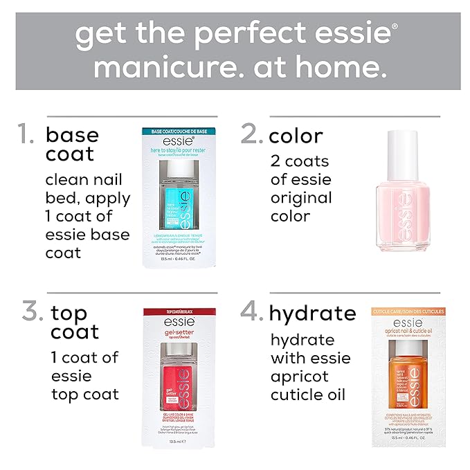 essie Nail Care, 8-Free Vegan, Strong Start Base Coat, strengthening nail polish, 0.46 fl oz