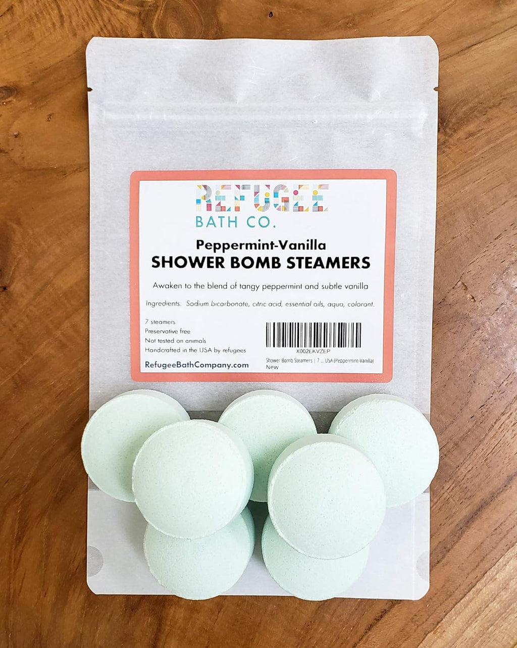 Shower Bomb Steamers | 7 Pack | Handmade in USA | Support Refugee Employment in USA (Peppermint-Vanilla)