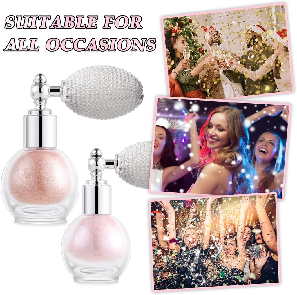 Hair and Body Glitter Spray, Holographic Glitter Highlighter Powder, Face Body Clothes Shiny Glitter, Loose Shimmer Hairspray Festival Rave Prom Accessories (Champagne)