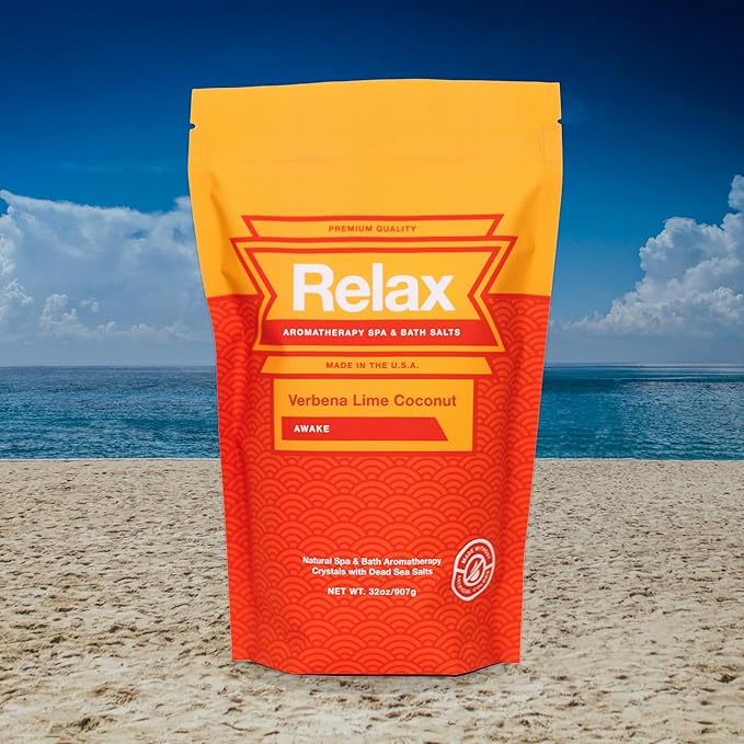 Relax Spa & Bath, Epsom & Dead Sea Salts, Aromatherapy Bath Salts for Hot Tub, Bath, or Spa, Infused with Magnesium, Mothers Day Gifts & Gifts for Mom, Verbena Lime Coconut Scent