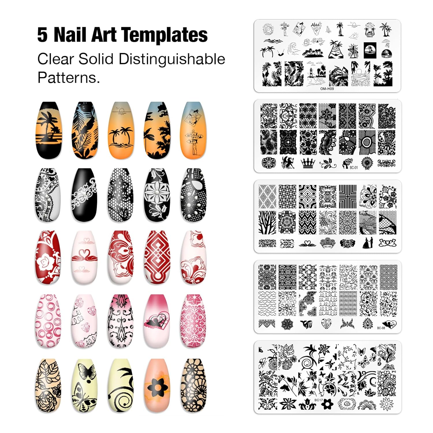 8PCS Nail Art Stamper Clear Silicone Nails Stamping Jelly with Scraper Transparent Visible Body DIY Manicure Nail Art Tool O