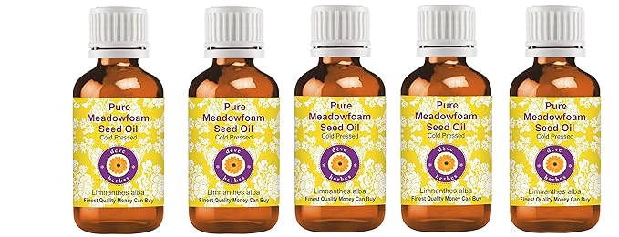 Deve Herbes Pure Meadowfoam Seed Oil (Limnanthes alba) Cold Pressed (Pack of five) 100ml X 5 (16.9 oz)