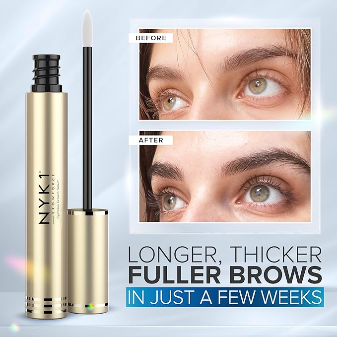 NYK1 CONCENTRATED Eyebrow Growth Serum For Thicker Brows (XL - 8ml) BrowForce Eyebrow Serum To Grow Brows Fuller Thicker Natural Eye Brow - Advanced Brow Growth Serums Formula For Eyebrows Regrowth