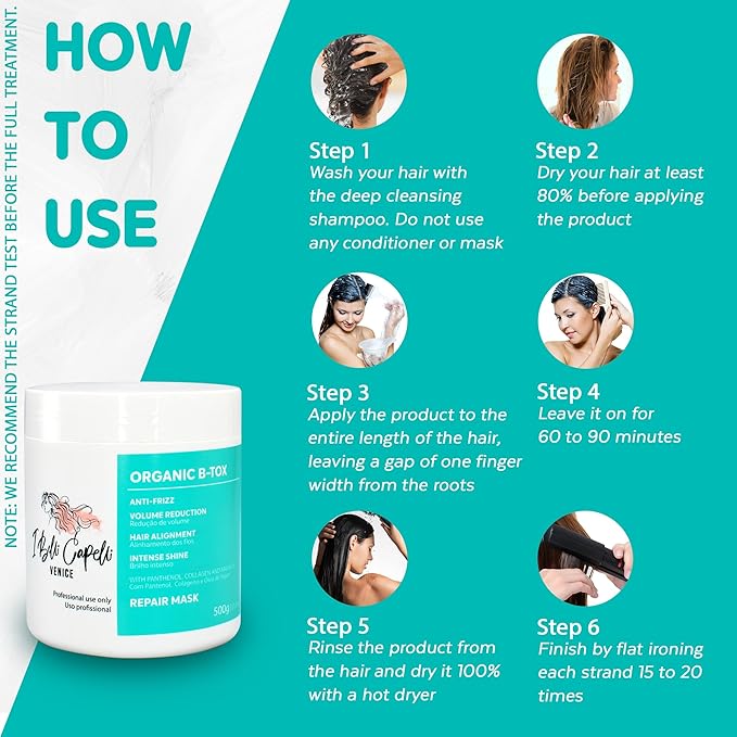 Venice B-tox Kit, Hair B-tox Treatment & Argan Oil Mask 250g - B-tox Capilar Para el Cabello, Formaldehyde-Free - Anti-Frizz, Smoothing, (1 B-tox+ 1 Mask)