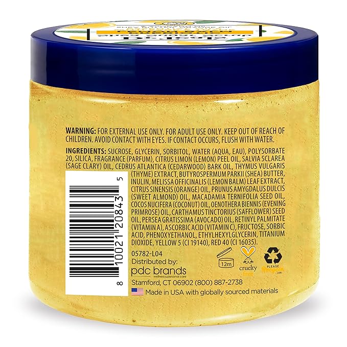 Dr Teal's Shea Sugar Scrub, Prebiotic Lemon Balm, 19 oz (Pack of 3)