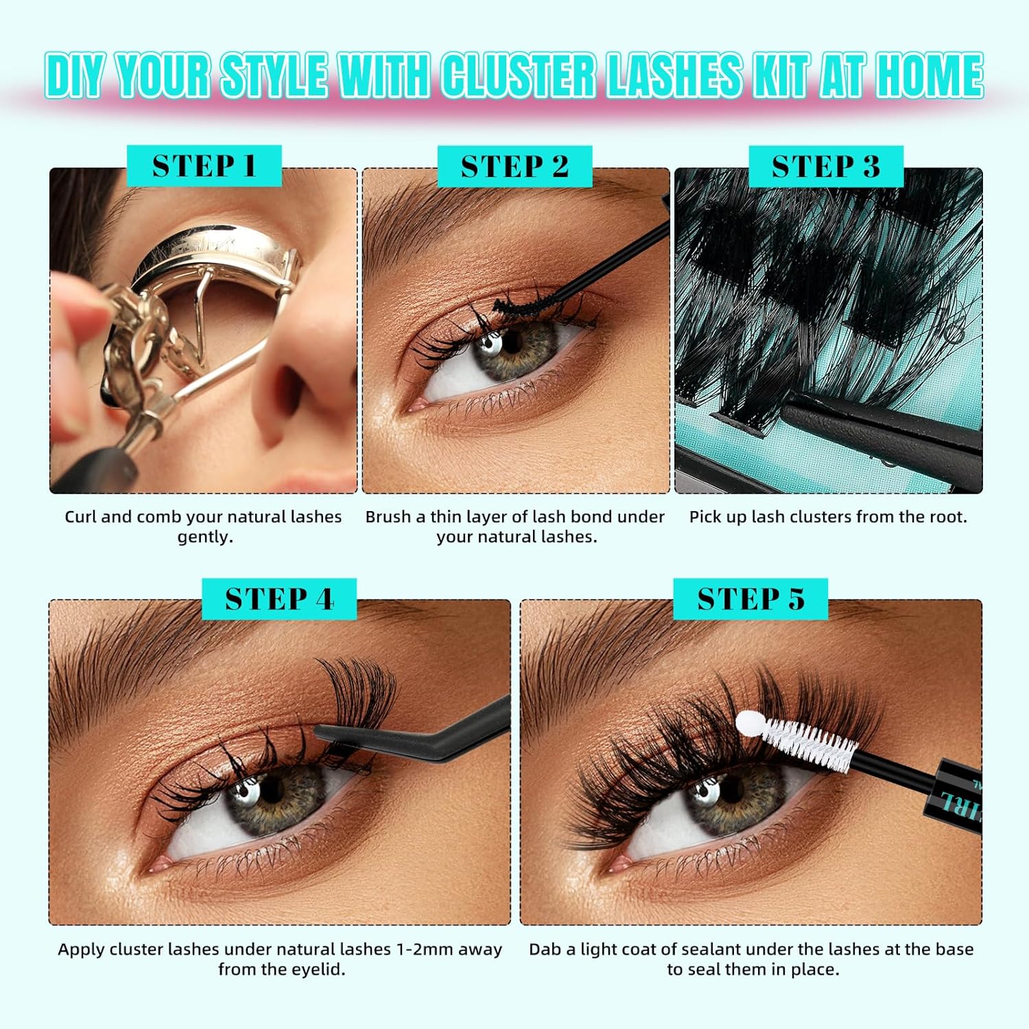 Lash Clusters 320Pcs 80D Eyelashes Cluster D Curl Individual Wispy Lashes Cluster for DIY Cluster Eyelash Extensions at Home for Beginners (Mix10-16mm)