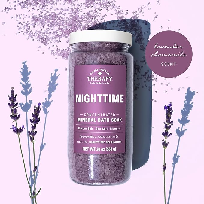Village Naturals Therapy Nighttime Concentrated Mineral Bath Soak, 20 oz, Pack of 4