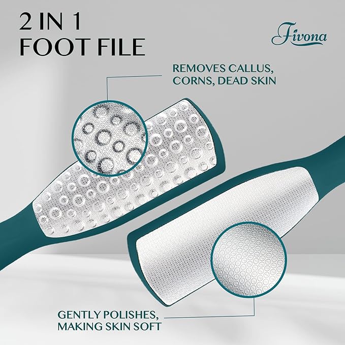 Fivona Foot Care Kit 4 in 1 - Foot Soak Blend with Epsom Salt, Tea Tree and Essential Oils - Collapsible Foot Soak Basin - 42% Urea Cream for Hard, Calloused Skin - Dual Action Foot File