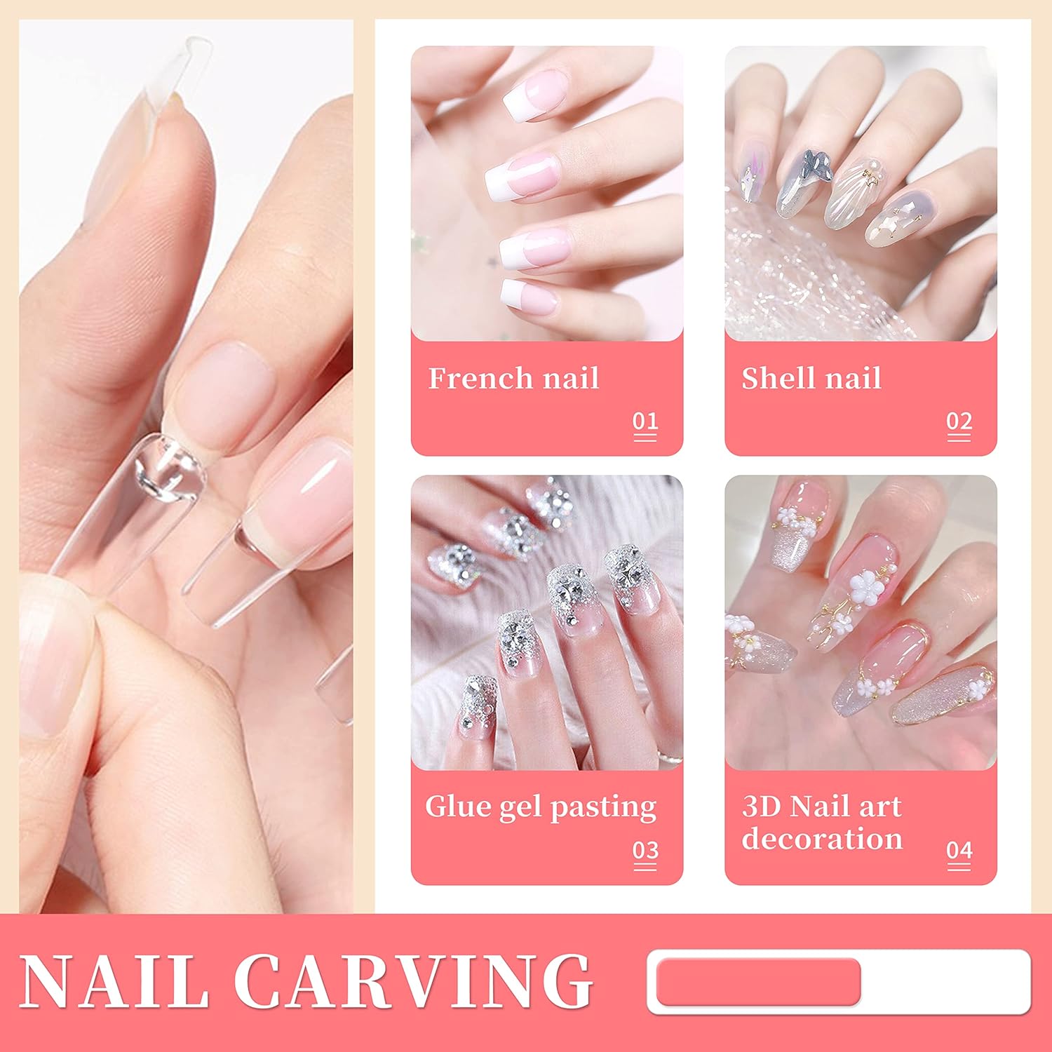 AIJIMEI 2PCS Solid Nail Glue for Press On Nails Strong Clear Acrylic Nail Glue for Fake Nails Soft Gel Nail Tips Solid Hard Gel for Nail Art DIY Home