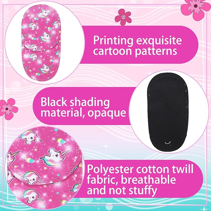 Newcotte 12 Pcs Eye Patch for Kids Toddler Reusable Adjustable Girls Boys Eyepatch for Glasses Left or Right Eye Patch, Assorted Patterns(Mermaid)