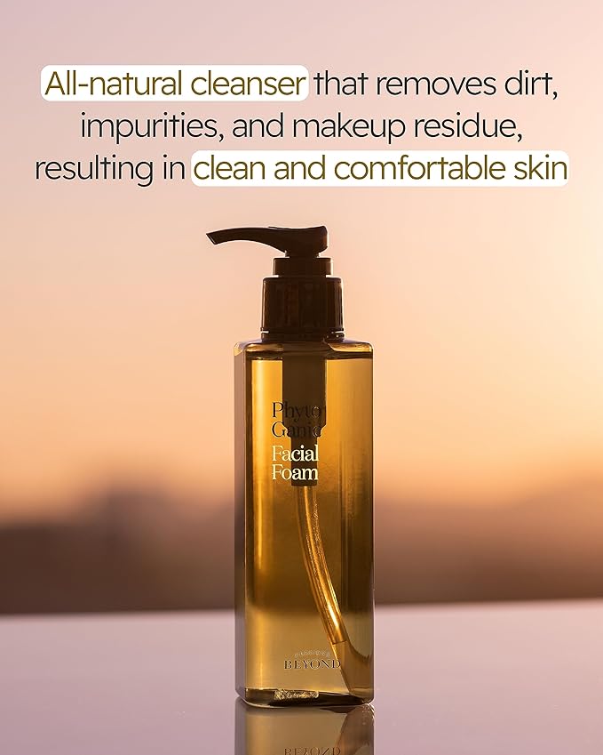 BEYOND Phytoganic Facial Cleansing Foam (6.8fl oz) - Vegan Formula Korean Skin Care. Moisturizing Gel-Type Facial Foam for Impurities & Makeup Removal, lean Herbs, Phyto-Biome
