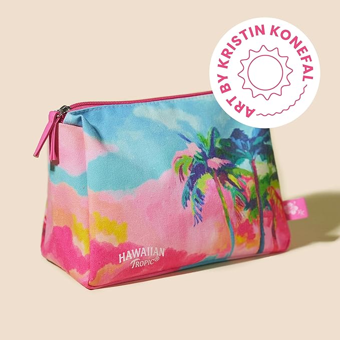 Hawaiian Tropic Summer Essentials Set – Includes Travel Size Sunscreen for Face, SPF Lip Balm, After Sun Lotion & Kristin Konefal Bag | Sunscreen Set, Beach Essentials, Beach Gifts, Travel Kit
