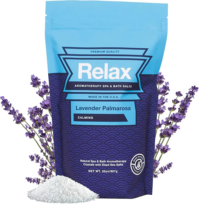 Relax Spa & Bath, Epsom & Dead Sea Salts, Aromatherapy Bath Salts for Hot Tub, Bath, or Spa, Infused with Magnesium, Mothers Day Gifts & Gifts for Mom, Lavender Palmarosa Scent