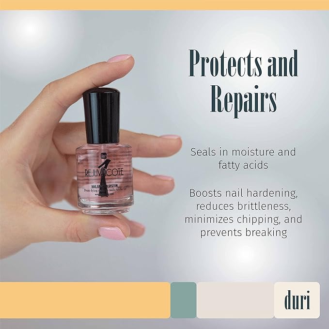 duri Rejuvacote 1 Nail Growth System - Original Maximum Strength Formula - Nail Strengthener and Nail Growth - Base and Top Coat - Pack of 3 - 0.45 fl. oz.
