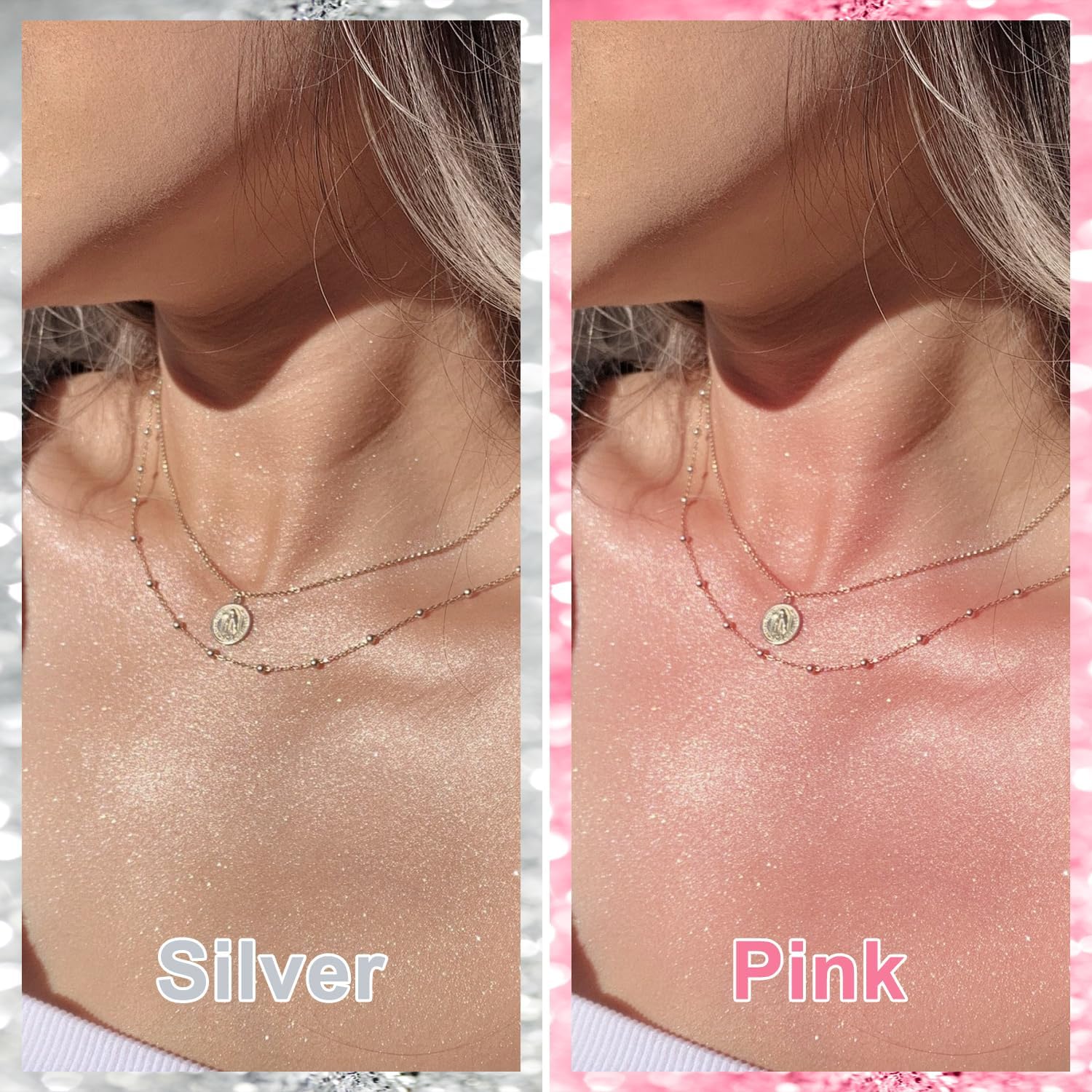 Hair and Body Glitter Spray, Holographic Glitter Highlighter Powder, Hairspray for Clothes, Face Body Shiny Glitter, Loose Shimmer Hairspray Festival Rave Prom Accessories, 4.22 Fl Oz (Silver)