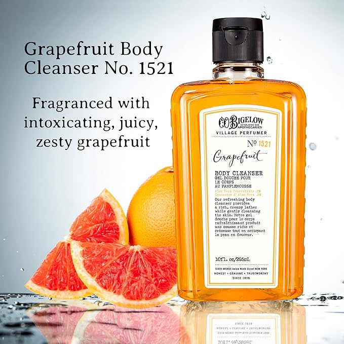 C.O. Bigelow Apothecary Duo, Grapefruit Body Care Gift Box with Body Soap & Lotion, Gift Set of Two - Moisturizing Lotion & Liquid Body Wash for Dry Skin - 10fl oz Each