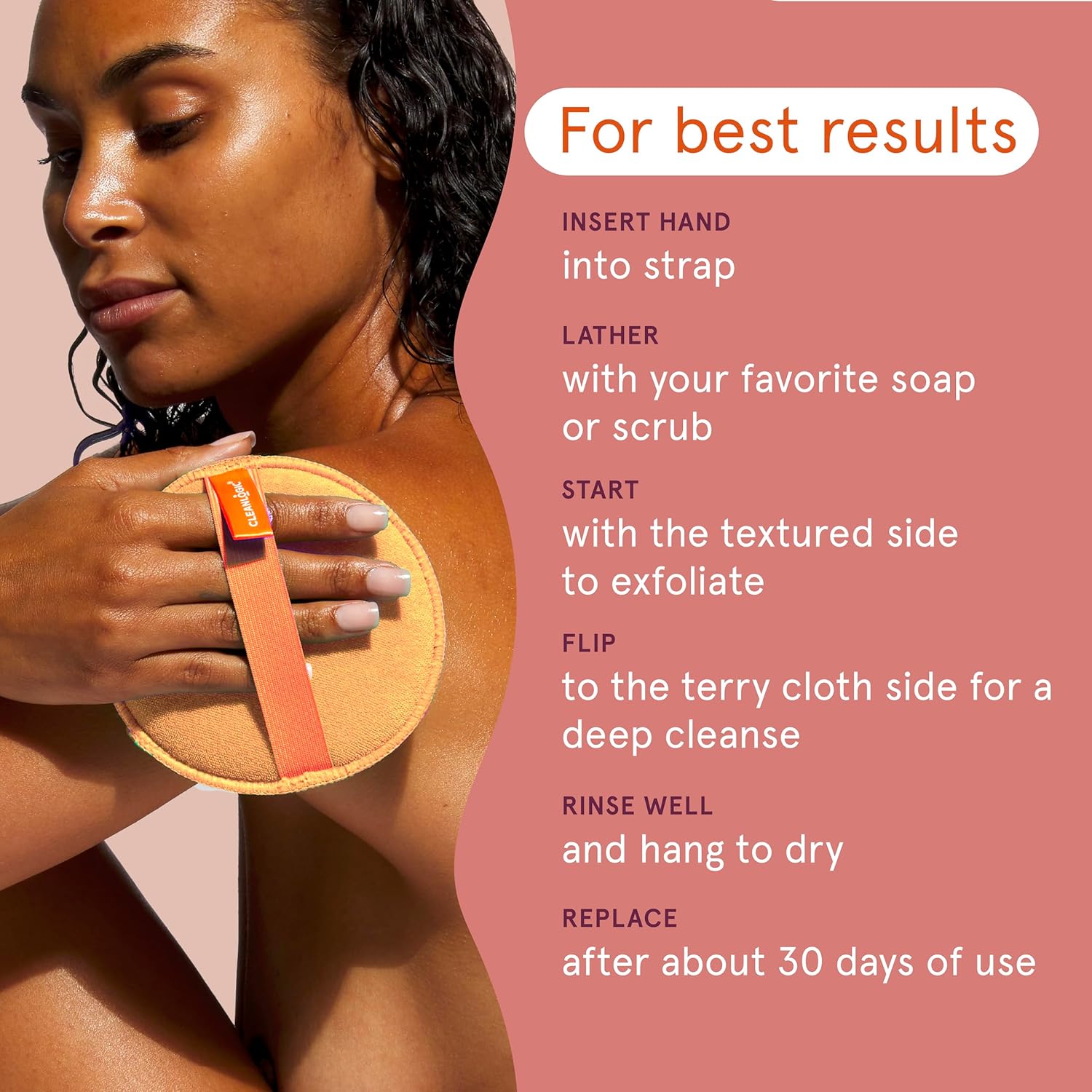 Cleanlogic Bath and Body Exfoliating Body Scrubber, Dual-Texture Round Exfoliator Tool for Smooth, Clean Skin, Daily Skincare Routine, 3 Count Value Pack