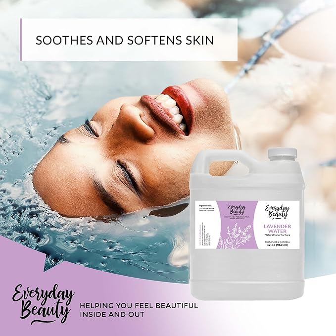 Lavender Hydrosol Facial Toner Bulk - 32 oz All Natural Hydrating Spray Mist for Face and Hair - 100% All Natural Lavender Water Hydrosol