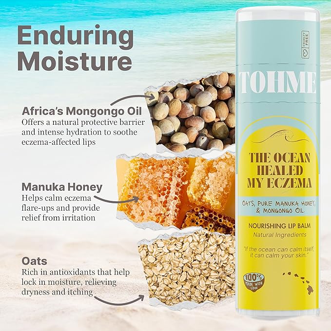 Nourishing & Hydrating Lip Balm - Naturally Soothing Lip Moisturizer for Eczema & Dry Cracked Lips - Moisturizing Lip Care with Mongongo Oil & Manuka Honey (.25 oz)