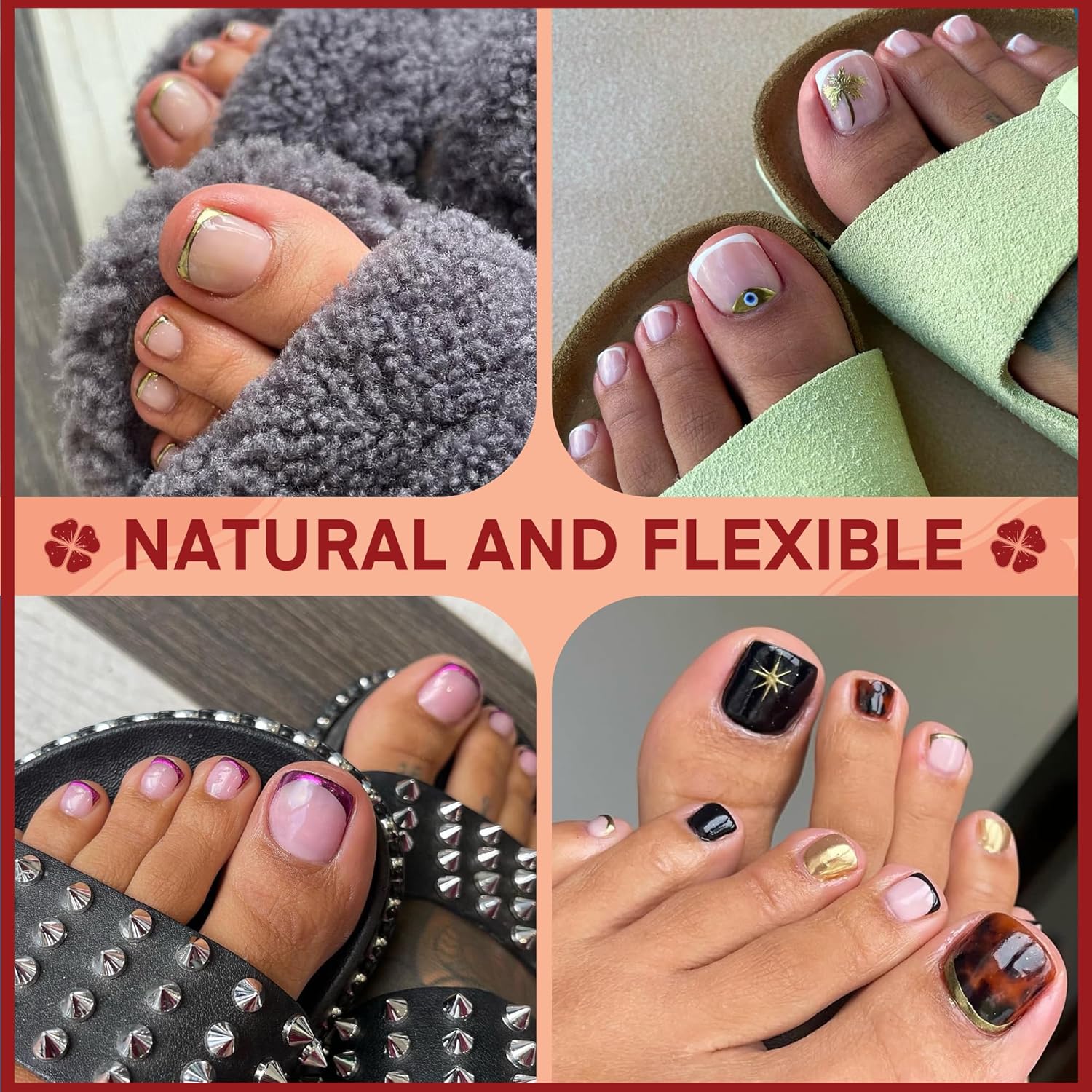 Square Toe Nail Tips 360Pcs Full Cover Big Wide Toe Nails Tips Matte Fake Toe Nail 15Sizes Soft Gel Pre-shape Clear Gel Toe Nail Press ons For Nail Extensions Home DIY Salon