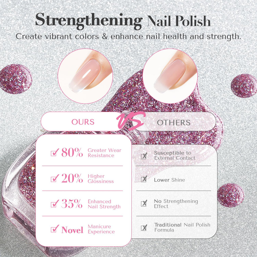 AZUREBEAUTY Nail Polish Set, 4 Colors Dazzling Gold Silver Pink Quick Dry Natural Nail with Top Coat,Professional for Nail Art DIY Manicure and Pedicure at Home