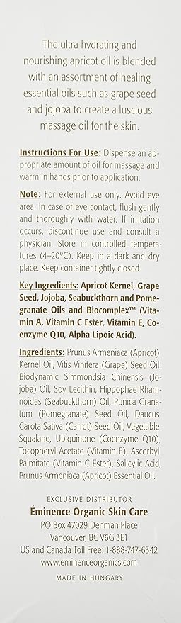 Eminence Apricot Body Oil for Unisex - 8.2 oz Oil