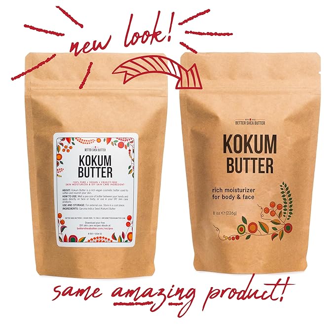 Raw Kokum Butter Unrefined - Body Butter Bar for Soap Making and DIY Skin and Hair Care Products - Pure, Unscented Moisturizer for Lotion Base - 8 oz Block