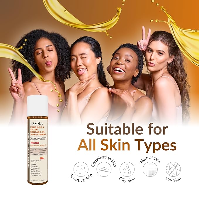 Kojic Acid Argan Skincare Bio Pure Oil with Vitamin E Face & Body Moisturizer Serum for Scars & Stretch Marks