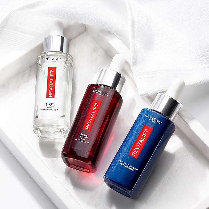 L'Oreal Paris Revitalift Derm Intensives Hyaluronic Acid Serum Ampoules 7 Day Boost Pure Hyaluronic Acid Anti-Aging Ampoules to visibly replump skin in 7 days, 7 Ampoules, 0.28 fl; oz.