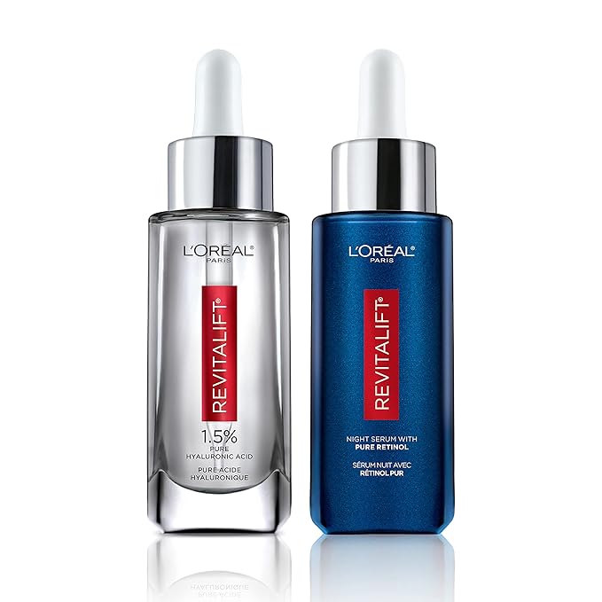 L'Oreal Paris Revitalift 1.5% Pure Hyaluronic Acid Face Serum + 0.3% Pure Retinol Night Serum, 1 kit