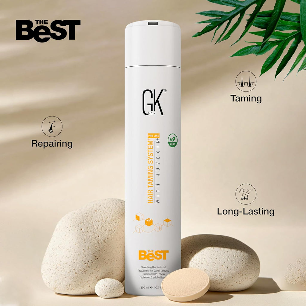 GK HAIR The Best Smoothing Keratin Treatment Professional Brazilian Blowout Complex for Silky Smooth & Frizz-Free Hair Temporary Straightening Long Lasting Shine -10.1 Fl Oz