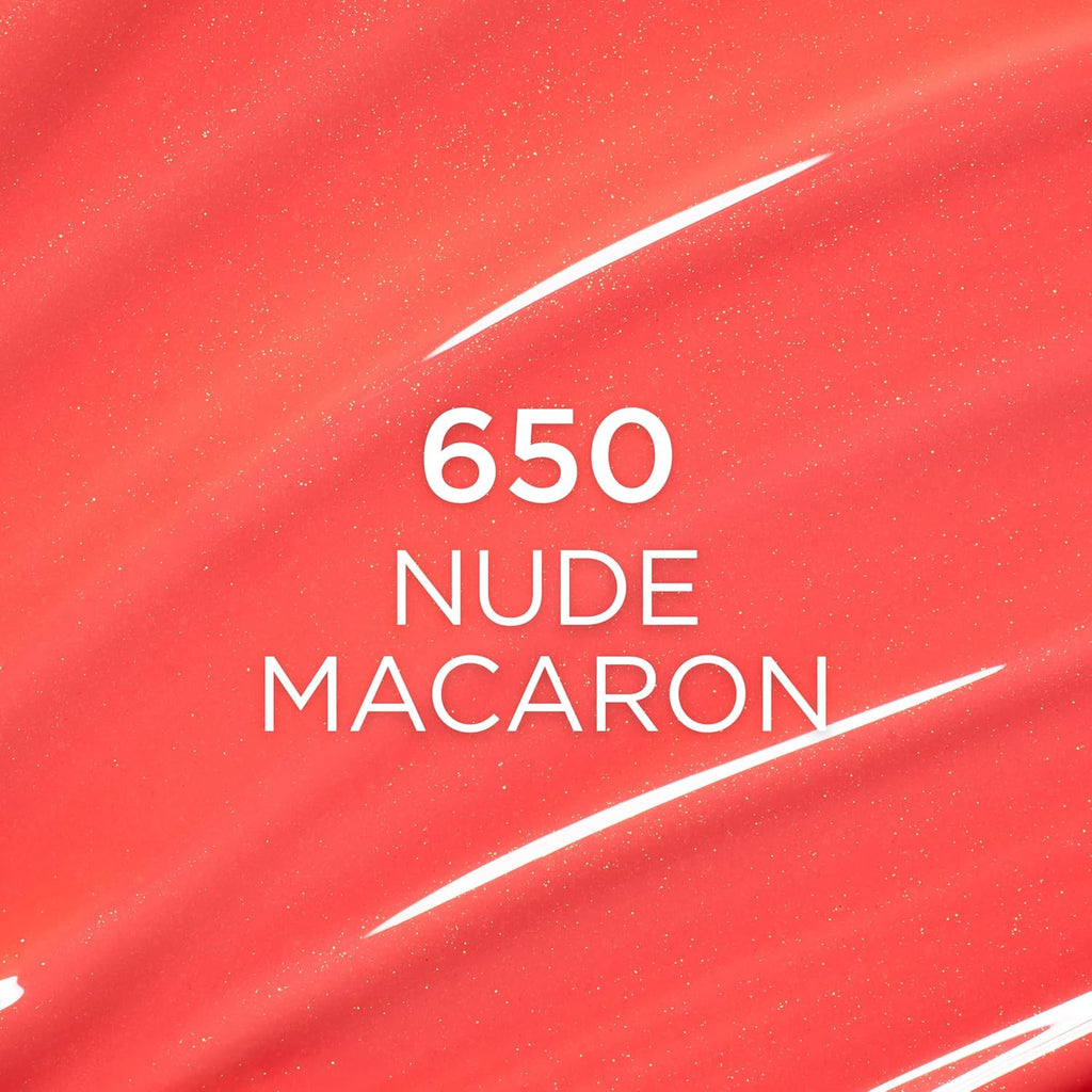 L'Oreal Paris Plump Ambition Hyaluron Lip Oil, 24 HR Lip Gloss with Hyaluronic Acid, Volumizing Formula with Glass-Like Shine, Nude Macaron 650, 0.16 Fl Oz