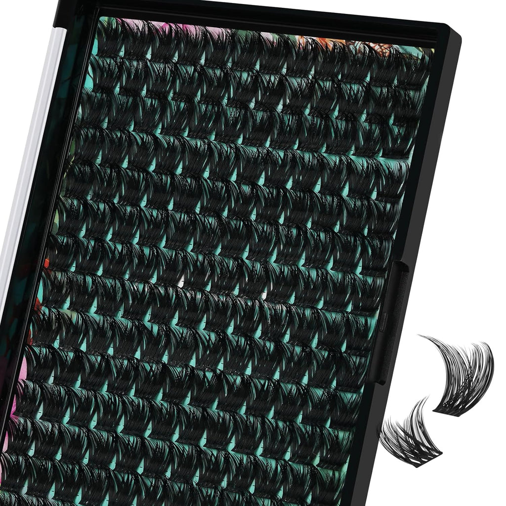 Lash Clusters Wet Look 168Pcs Eyelash Cluster Ultra-Thin Lash Band Eyelashes Extensions Spiky Anime Wide Span Lashes(Tulip,D-14mm)