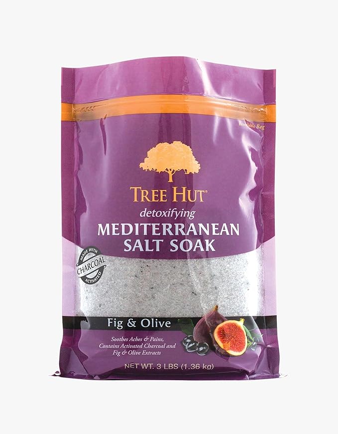 Tree Hut Detoxifying Mediterranean Salt Soak Fig & Olive, 3Ibs, Ultra Hydrating Epsom for Nourishing Essential Body Care