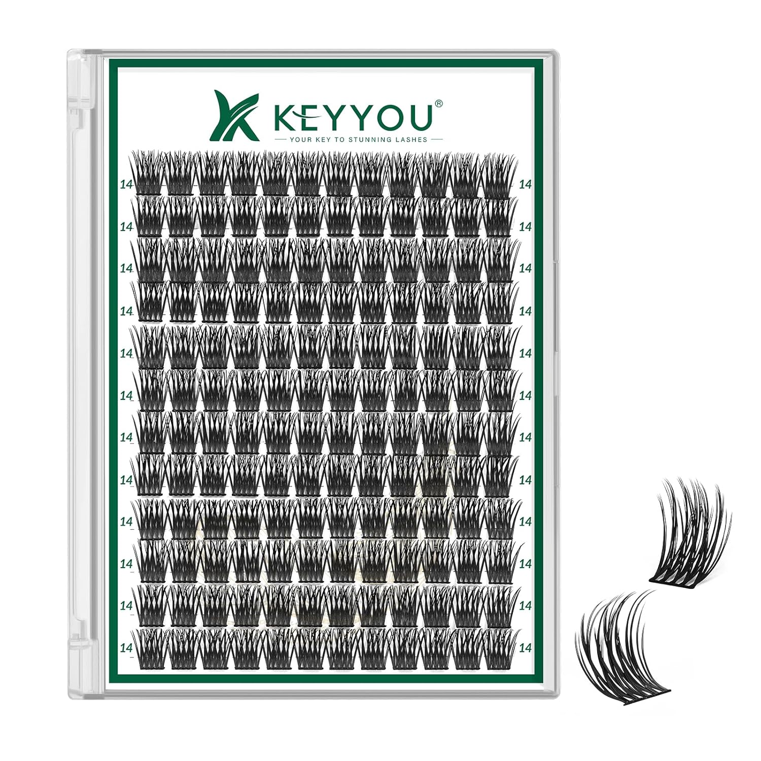 Lash Clusters 144pcs Individual Lashes D Curl 14mm Eyelash Clusters KEYYOU Air Touch Cluster Lashes Super Lightweight Soft Wispy Comfortable Easy DIY at Home(Air03-D-14mm)