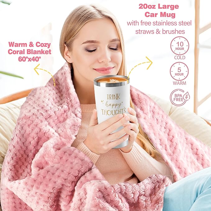 Gift Basket for Women, Pink Self Care Spa Package, Thinking of You, Elegant Birthday Gifts for Mom, Sister, Wife, Best Friend