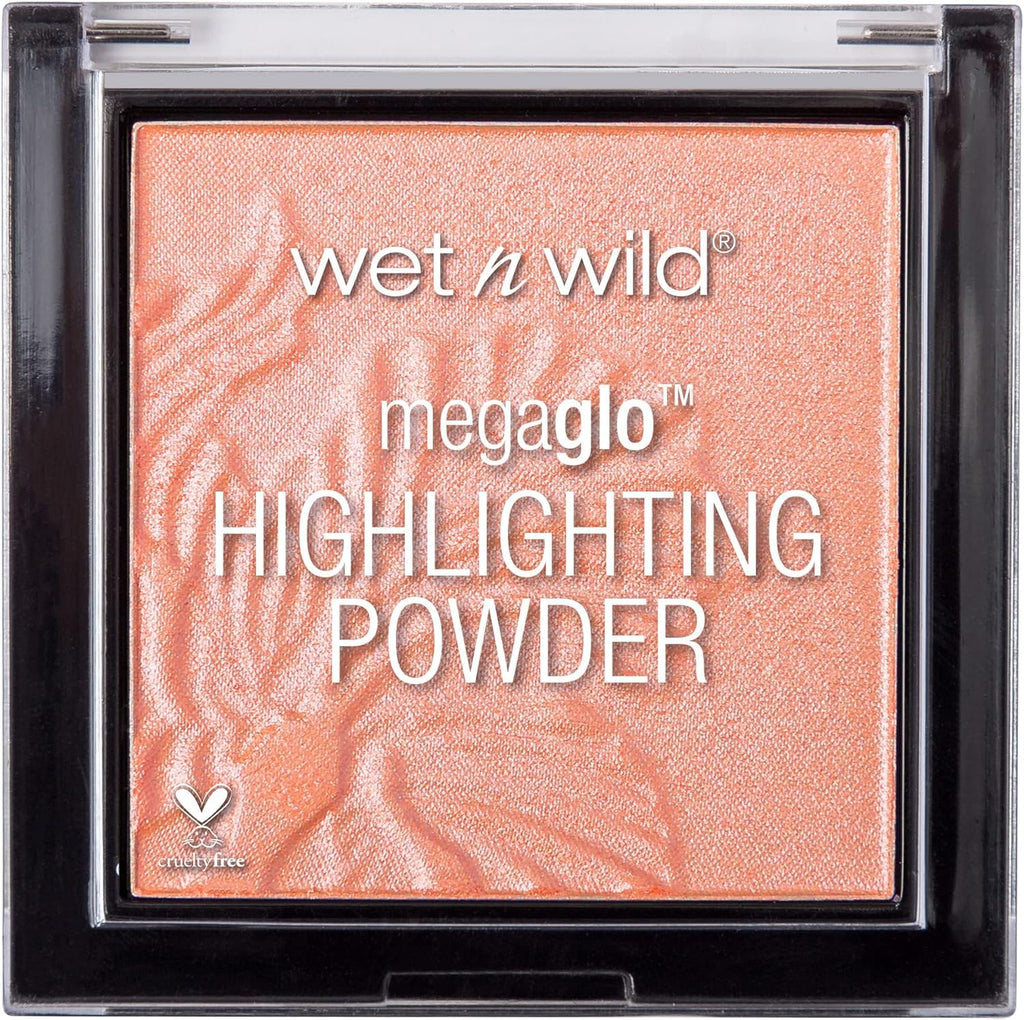 wet n wild MegaGlo Highlighting Powder, Highlighter Makeup, Shimmer Glow, Pink Rose Gold Bloom Time