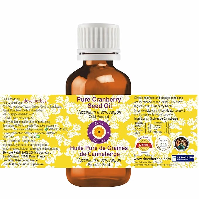 dève herbes Pure Cranberry Seed Oil (Vaccinium macrocarpon) Cold Pressed 15ml (0.50 oz)