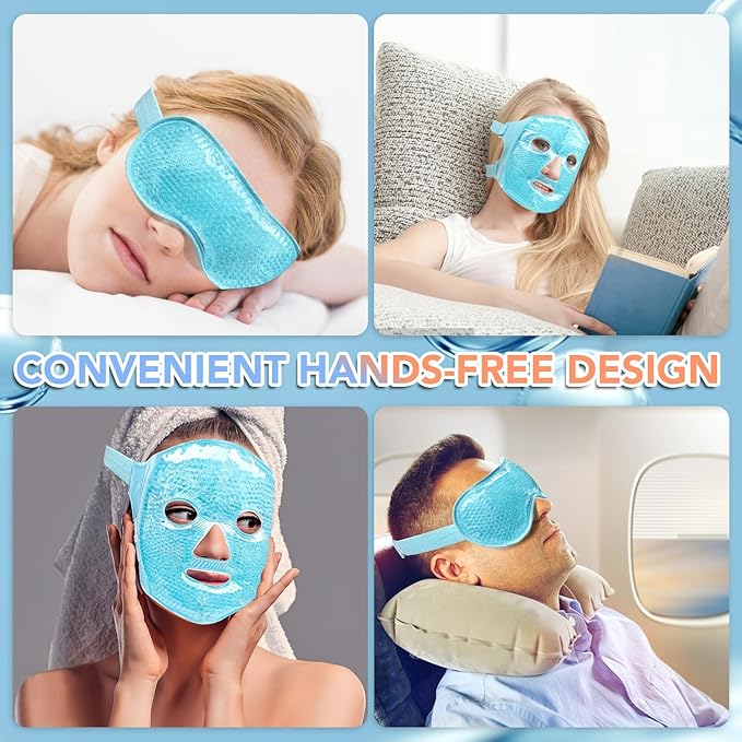 XPCARE Colding Ice Face Mask and Cooling Eye Mask for Puffy Eyes & Migraine Relief, Gel Eye Mask, Cool Face Masks for Dark Circles, Eye Surgery, Sleeping, Pressure, Headaches, Skin Care
