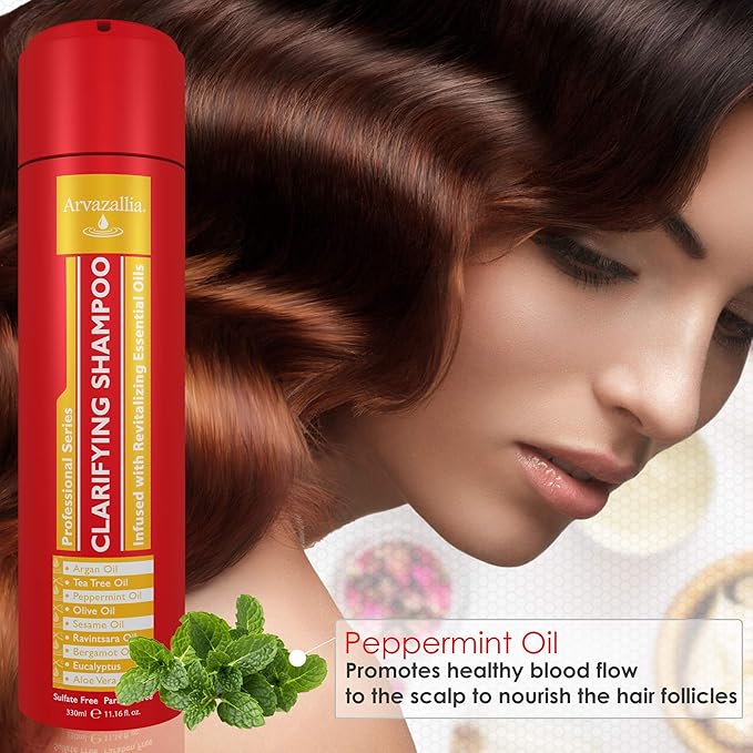 Arvazallia Fortifying Protein Hair Mask and Clarifying Shampoo with Revitalizing Essential Oils Bundle - Professional Detoxifying Shampoo and Deep Conditioner Treatments For Dry or Damaged Hair