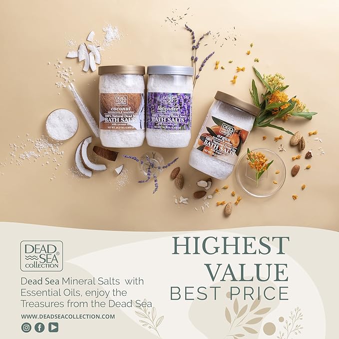 Dead Sea Collection Bath Salts with Cherry Blossom – Pure Dead Sea Salt and Sweet Cherry Oil - Nourishing Soothing and Relaxing Skin and Muscle – 34.2 Oz