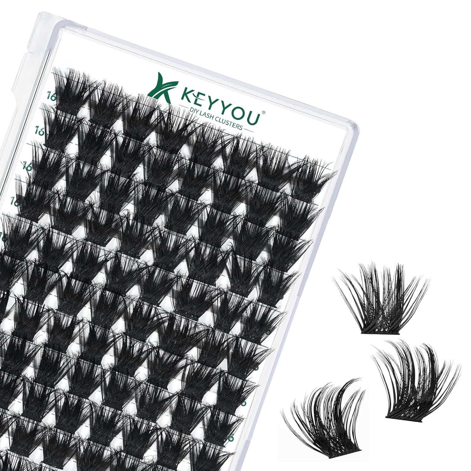 Lash Clusters 96pcs Individual Lashes D Curl 16mm Eyelash Clusters KEYYOU Volume Wispy Lash Extension Soft&Comfortable Easy DIY at Home(Y22,D-16mm)